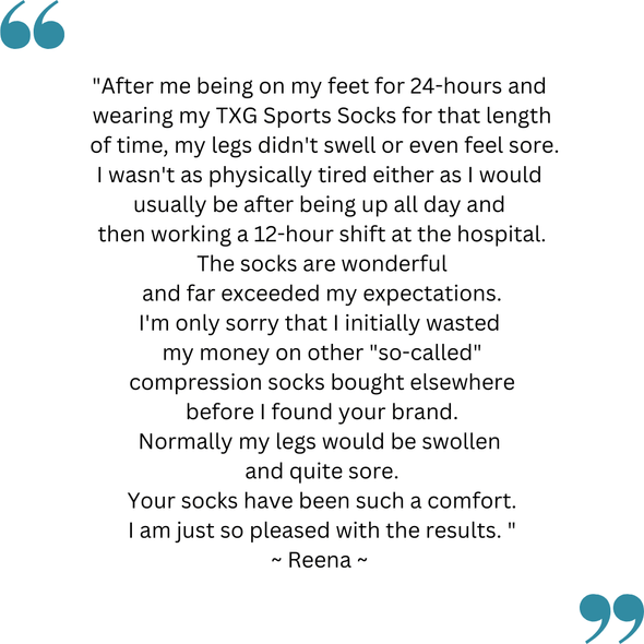 Reena's feedback on her TXG sports support socks