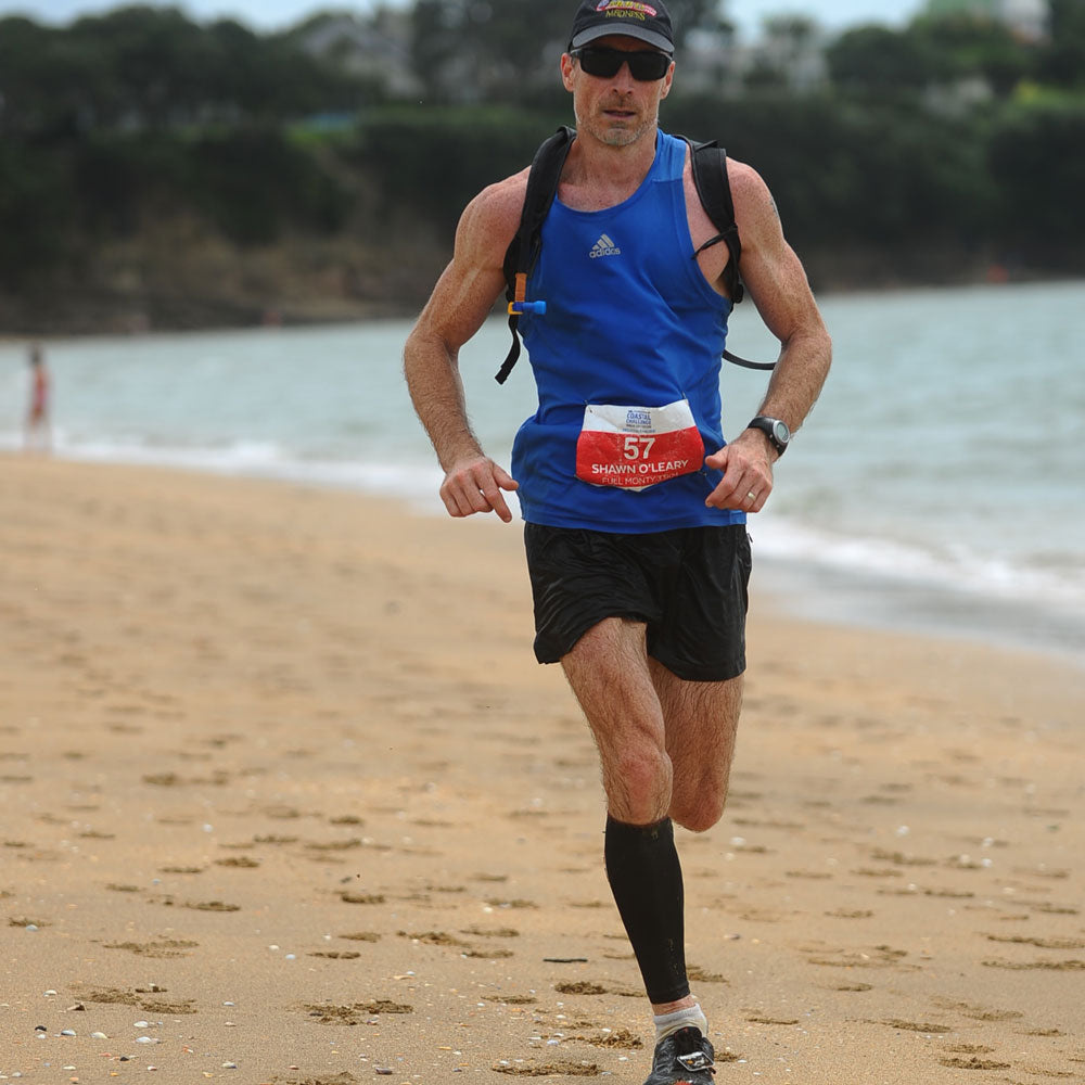 Shawn wearing his TXG calf sleeves while competing in the Coastal Classic Challenge