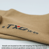 TXG Medical compression socks has the product details embroidered on the sole so that the gradient compression is not compromised
