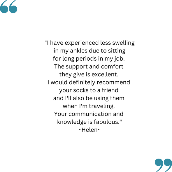 Helen's feedback on the TXG Opaque Knee-High Compression Stockings