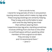 Jane's feedback on her TXG Opaque Thigh High Compression Stockings