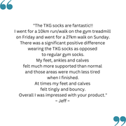 Jeff's feedback on his TXG sports compression socks