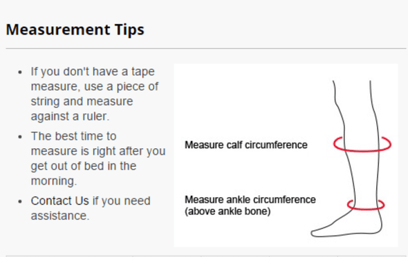 TXG Compression Socks Leg Measurement Guide