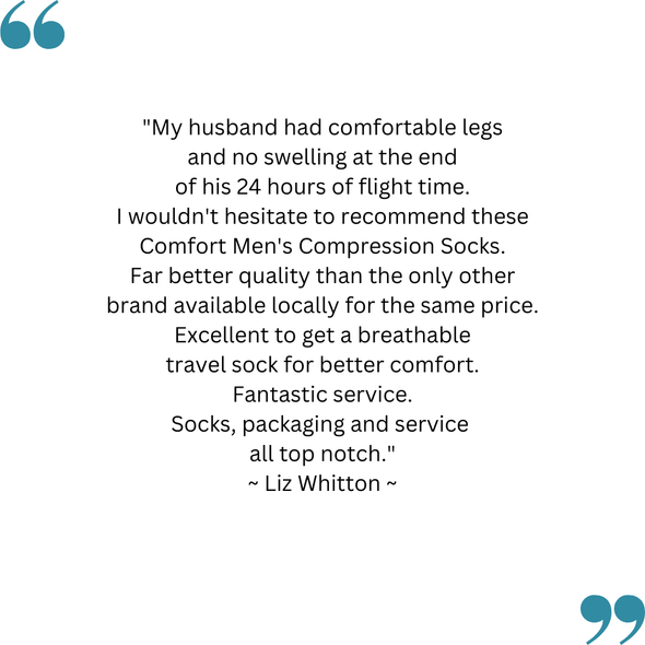 Liz's feedback on her husband's TXG’s compression stockings for men