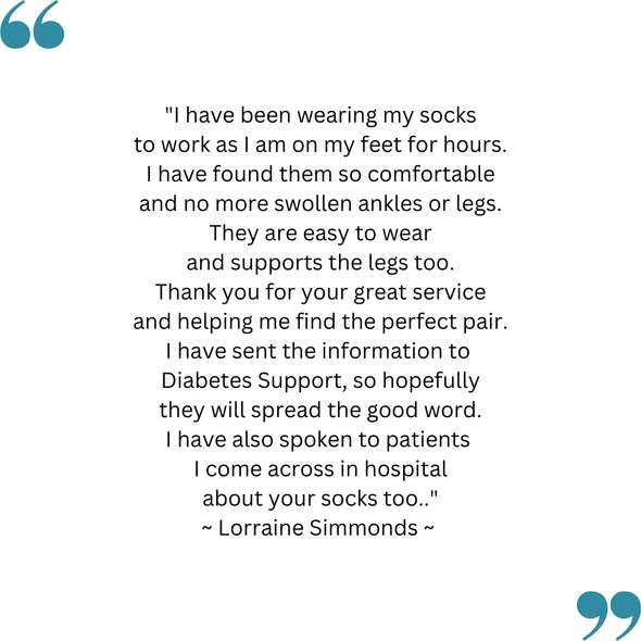 Lorraine's feedback on her TXG diabetic compression socks