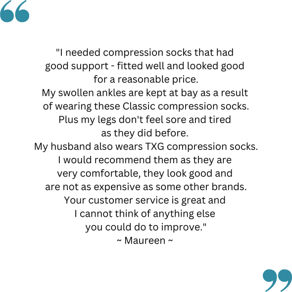 Maureen's feedback on her medical compression socks