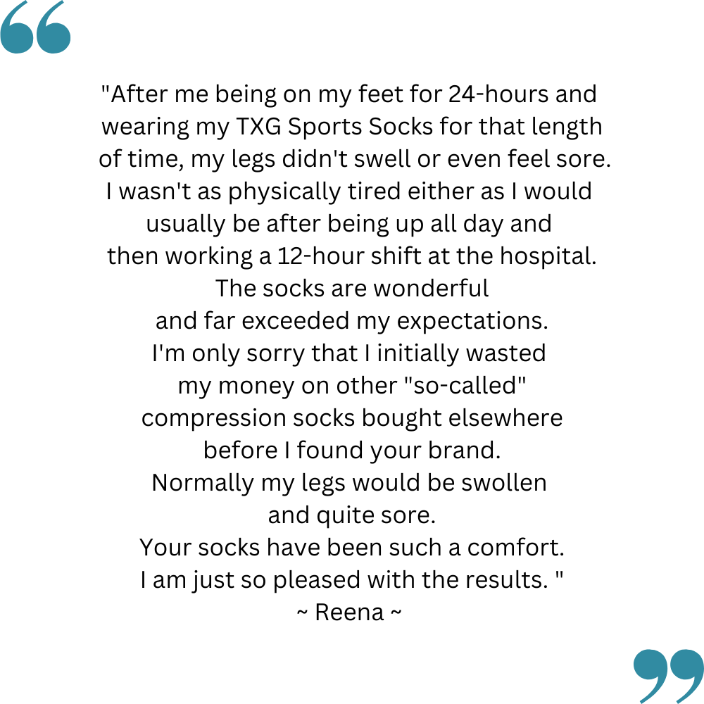 Reena's feedback on her TXG sports support socks