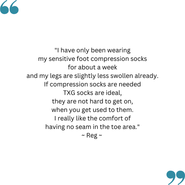 Reg's feedback on his TXG diabetic compression socks