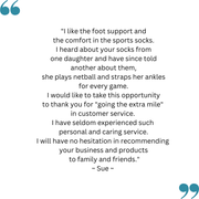 Sue's feedback on her TXG sports support socks