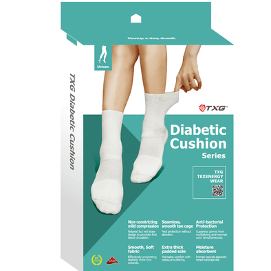 TXG diabetic cushion socks packaging