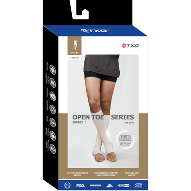 TXG open toe socks packaging